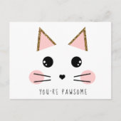 Gold Glitter Kitty Cat Briefkaart (Voorkant)