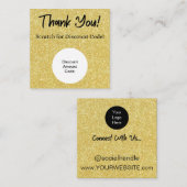 Gold Glitter Korting Scratch Off Dank je kaart Vierkante Visitekaartje (Voorkant / Achterkant)