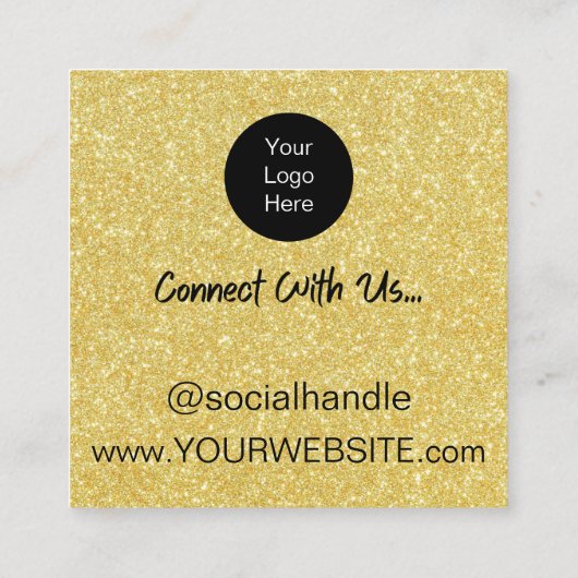 Gold Glitter Korting Scratch Off Dank je kaart Vierkante Visitekaartje (Achterkant)