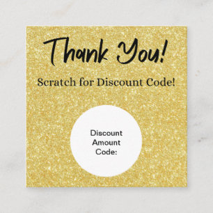 Gold Glitter Korting Scratch Off Dank je kaart Vierkante Visitekaartje
