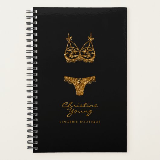 Gold Glitter Lace Lingerie Boutique Planner (Voorkant)