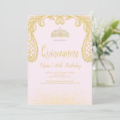 Gold Glitter & Lace, Quinceañera-uitnodigingen Kaart (Staand voorkant)