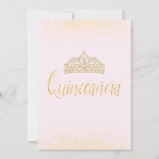 Gold Glitter & Lace, Quinceañera-uitnodigingen Kaart (Achterkant)