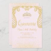 Gold Glitter & Lace, Quinceañera-uitnodigingen Kaart (Voorkant / Achterkant)