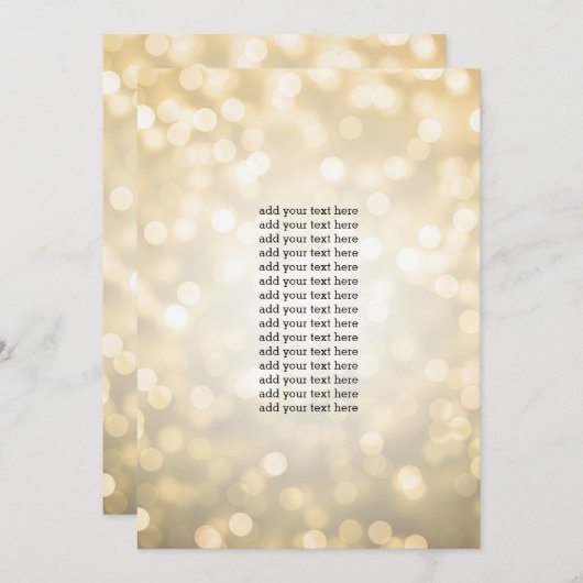 Gold Glitter-lampjes invoegen Kaart (Voorkant / Achterkant)