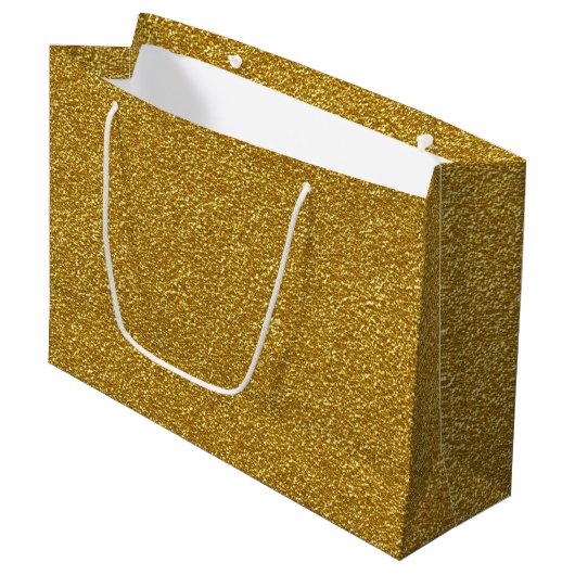 Gold Glitter Large Cadeautasje (Voorkant Gekanteld)