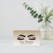 Gold Glitter Lash Brow Beauty Visitekaartje (Staand voorkant)