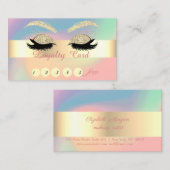 Gold Glitter Lashes Colorful Pastel Holographic Klantenkaartje (Voorkant / Achterkant)