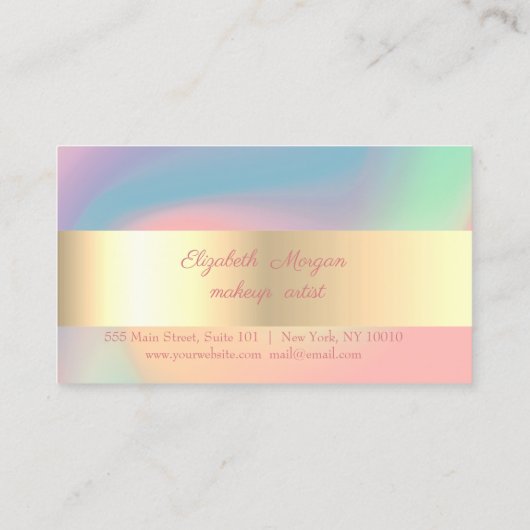 Gold Glitter Lashes Colorful Pastel Holographic Klantenkaartje (Achterkant)