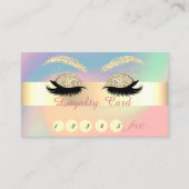 Gold Glitter Lashes Colorful Pastel Holographic Klantenkaartje (Voorkant)