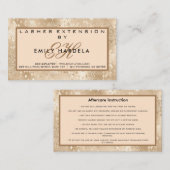 Gold Glitter Lashes met nazorginstructies Visitekaartje (Voorkant / Achterkant)