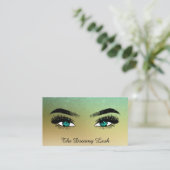 *~* Gold Glitter Lashes QR Brows Extensions Visitekaartje (Staand voorkant)