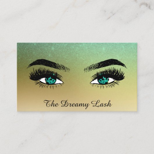 *~* Gold Glitter Lashes QR Brows Extensions Visitekaartje (Voorkant)