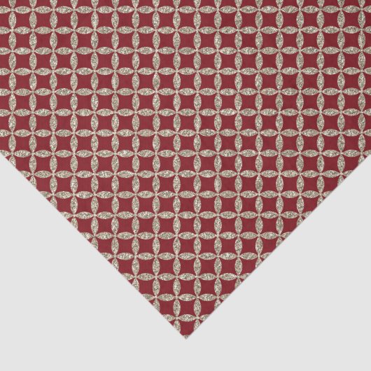 Gold Glitter Lattice op Red Tissuepapier (Detail)