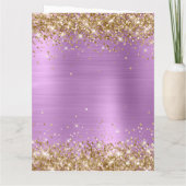 Gold Glitter Lavender Folie Big Happy Birthday Kaart (Achterkant)