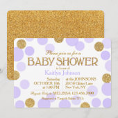 Gold Glitter Lavender Scattered Stippen Baby showe Kaart (Voorkant / Achterkant)