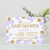 Gold Glitter Lavender Scattered Stippen Baby showe Kaart (Staand voorkant)