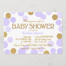 Gold Glitter Lavender Scattered Stippen Baby showe