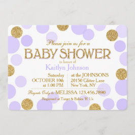 Gold Glitter Lavender Scattered Stippen Baby showe Kaart