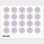 Gold Glitter & Lavender Weddenschap Monogram Ronde Sticker (Vel)