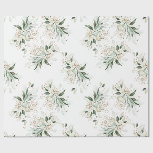 Gold Glitter Leaves Greenery Elegant Dreamweaver Cadeaupapier (Vlak)