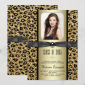 Gold Glitter Leopard Afstuderen aangekondigd Kaart (Voorkant / Achterkant)
