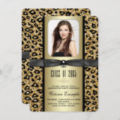 Gold Glitter Leopard Afstuderen aangekondigd Kaart (Voorkant / Achterkant)