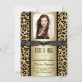 Gold Glitter Leopard Afstuderen aangekondigd Kaart (Voorkant)