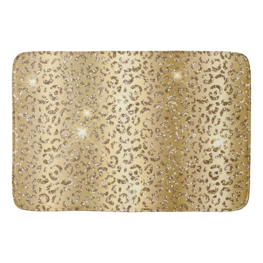 Gold Glitter Leopard Badmat (Voorkant)