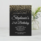 Gold Glitter Leopard Border Black 21st verjaardag Kaart (Staand voorkant)