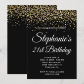 Gold Glitter Leopard Border Black 21st verjaardag Kaart (Voorkant / Achterkant)