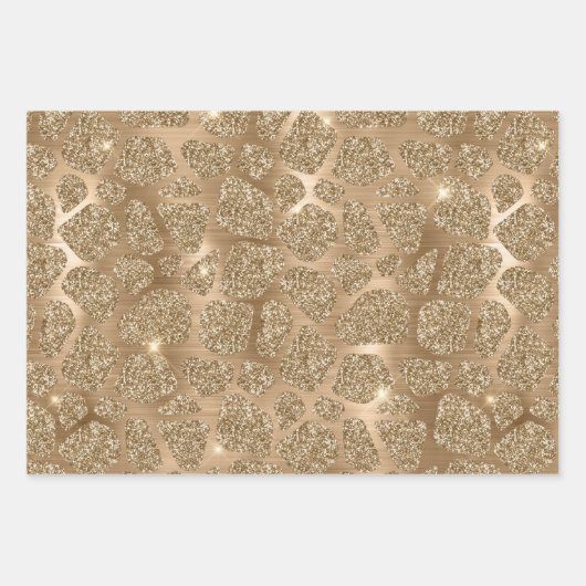 Gold Glitter Leopard, Giraffe & Leopard Spots  Inpakpapier Vel (Voorkant 3)