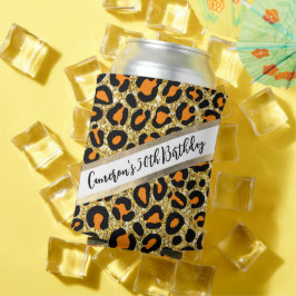Gold Glitter Leopard Girly Cheetah Chic Birthday Blikjeskoeler