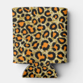 Gold Glitter Leopard Girly Cheetah Chic Birthday Blikjeskoeler (Achterkant)