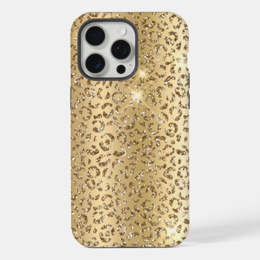 Gold Glitter Leopard iPhone Hoesje (Achterkant)