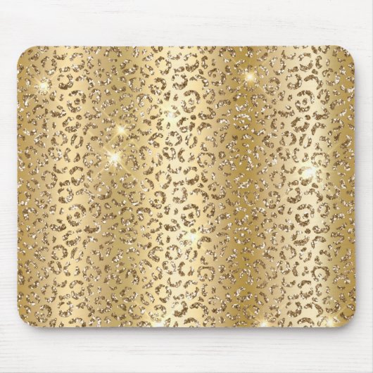 Gold Glitter Leopard Muismat (Voorkant)