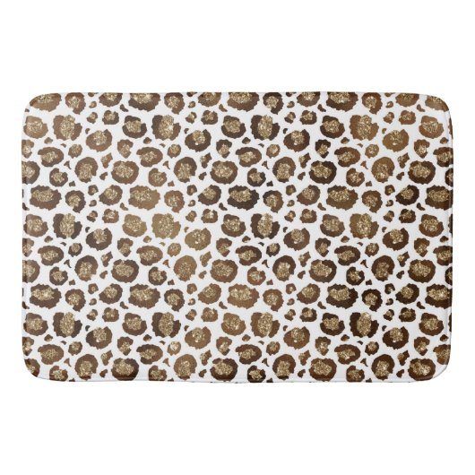 Gold Glitter Leopard Print Badmat (Voorkant)