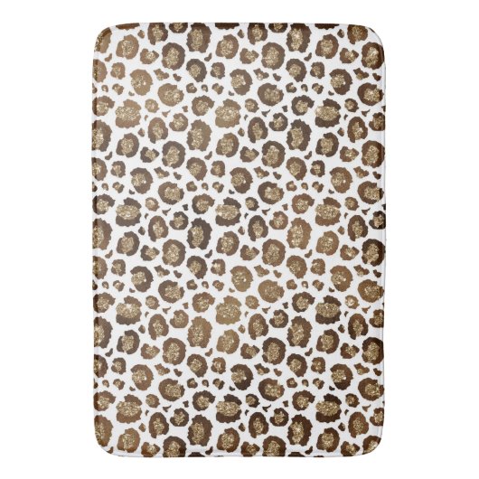 Gold Glitter Leopard Print Badmat (Voorkant Verticaal)