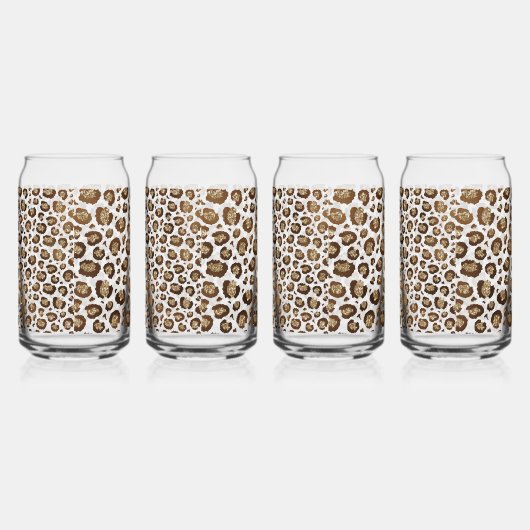 Gold Glitter Leopard Print Blikvorm Glas (Rechts)