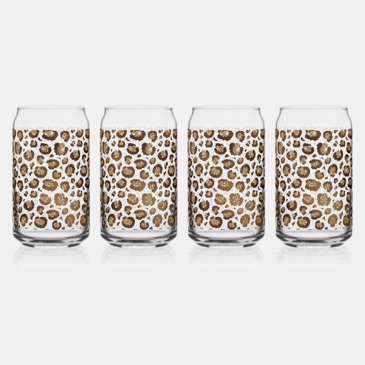 Gold Glitter Leopard Print Blikvorm Glas (Voorkant)