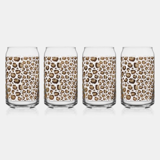 Gold Glitter Leopard Print Blikvorm Glas (Links)