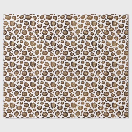 Gold Glitter Leopard Print Cadeaupapier (Vlak)