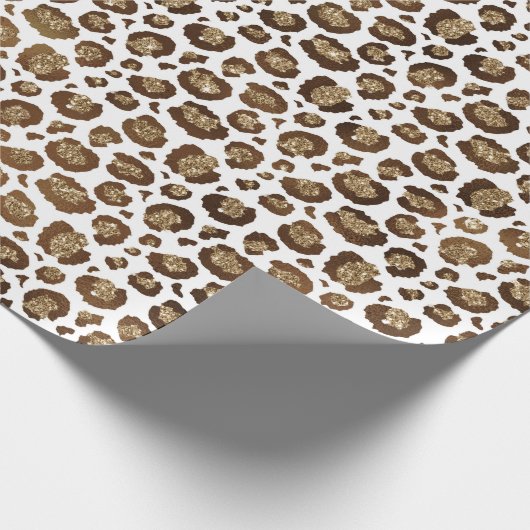Gold Glitter Leopard Print Cadeaupapier (Hoek)