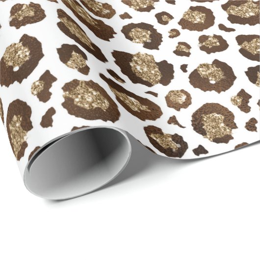 Gold Glitter Leopard Print Cadeaupapier (Rol Hoek)