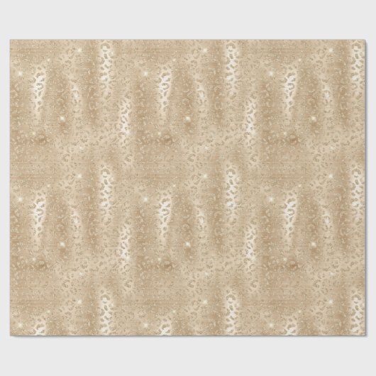 Gold Glitter Leopard Print Cadeaupapier (Vlak)