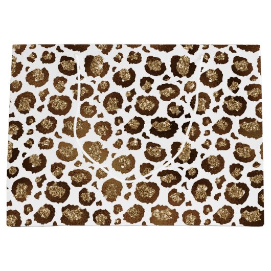 Gold Glitter Leopard Print Groot Cadeauzakje (Voorkant)