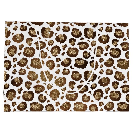 Gold Glitter Leopard Print Groot Cadeauzakje (Achterkant)