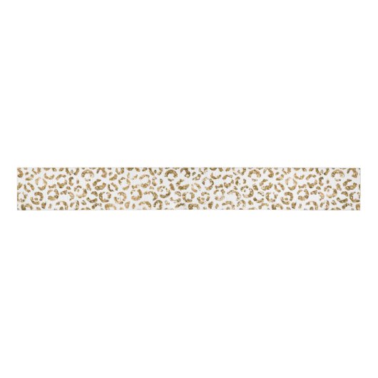 Gold Glitter Leopard Print Grosgrain Lint (Voorkant)