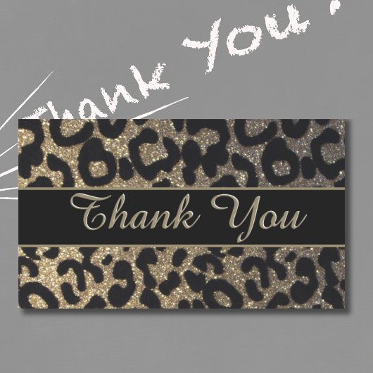 Gold Glitter Leopard Print Hartelijk dank Rechthoekige Sticker