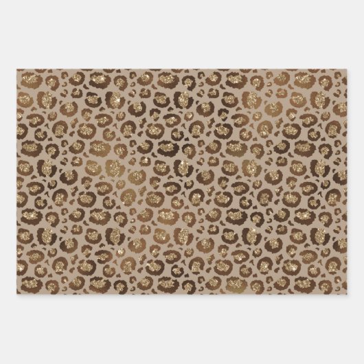 Gold Glitter Leopard Print Inpakpapier Vel (Voorkant 2)